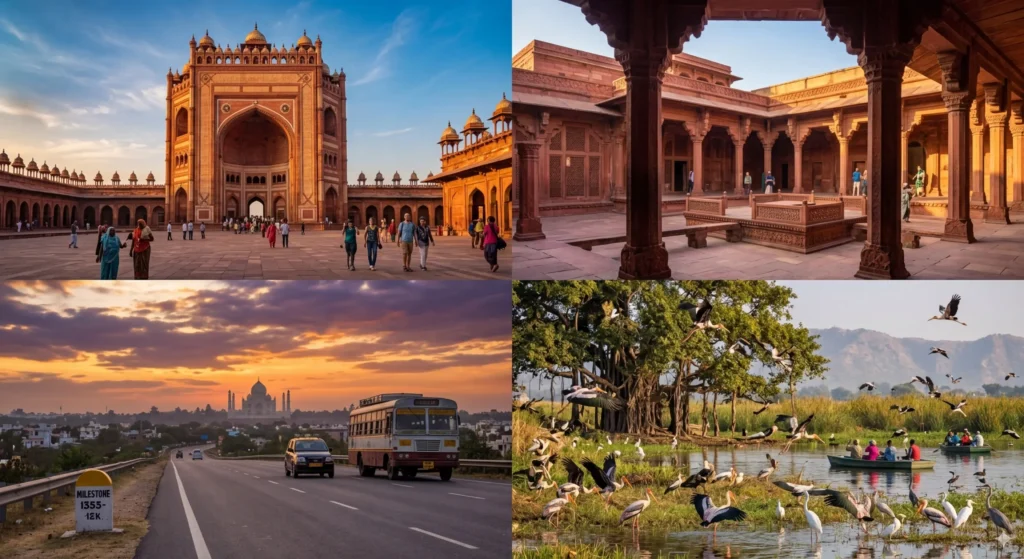 Fatehpur Sikri to Agra tour route